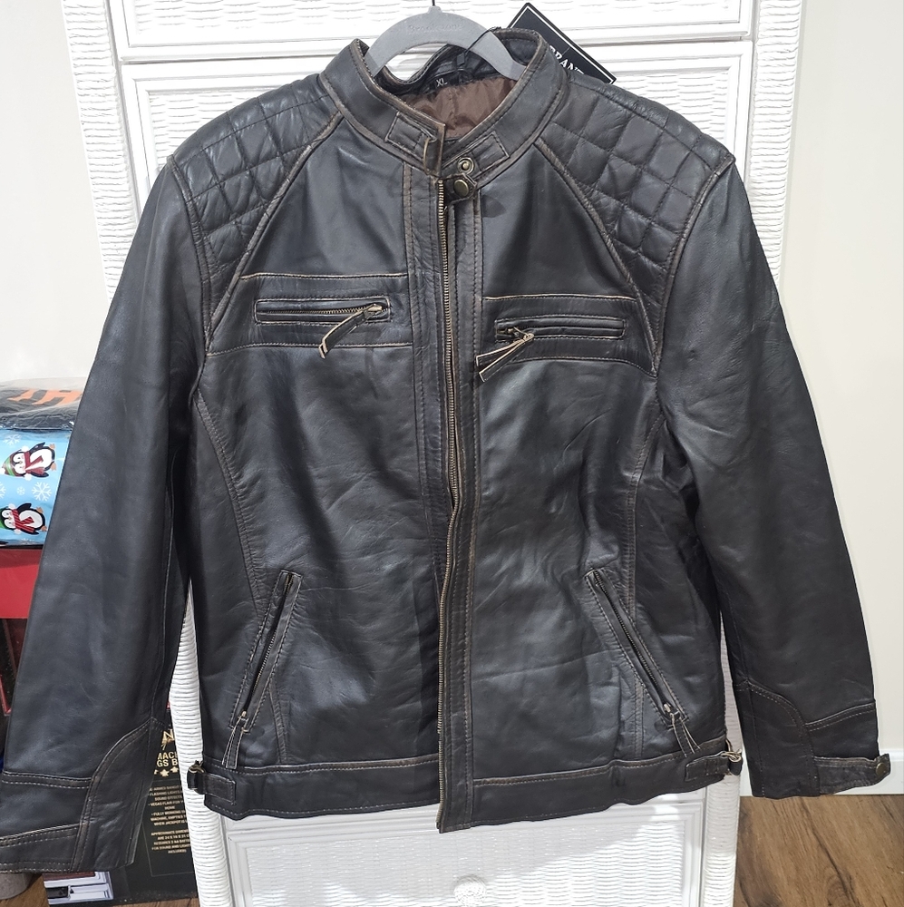 Mens leather jacket coat